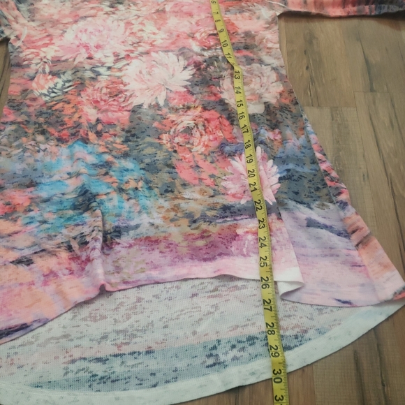 Whimsy rose floral waffle top sz s 3/4 sleeve - Picture 4 of 5